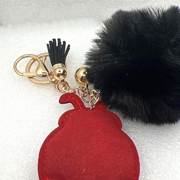 Ladybug Purse Charm Keychain - Black Pom Pom - Black Tassel - N… - Picture 4 of 6